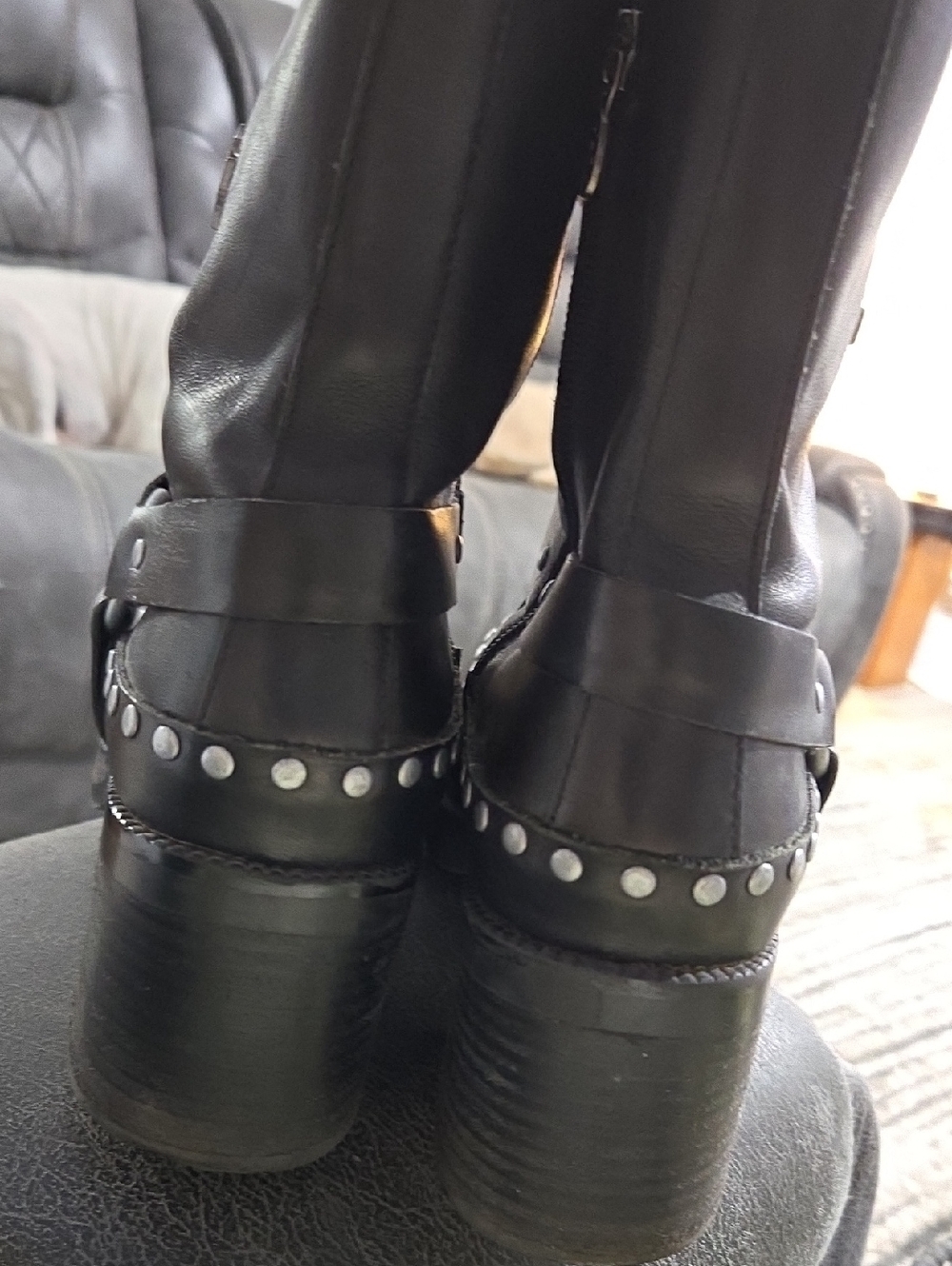 Harley-Davidson Black Studded Leather Harness Boots, Womans 7 - Picture 6 of 7